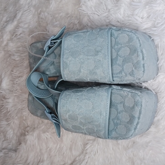 Coach Noelle Sandal In Signature Terry Cloth Blue Size 8.5 B NEW - Picture 9 of 16